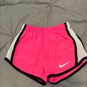 Nike Pink and White Athletic Shorts with Side Panels